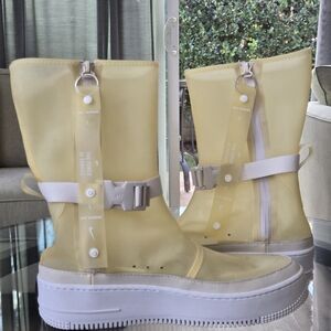 Nike AF1 Sage High Lux Translucent Platform Sneaker Boot Butter Yellow 10.5